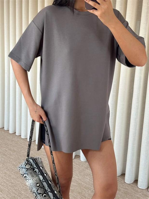 Yan Yırtmaç Oversize Basic - Antrasit