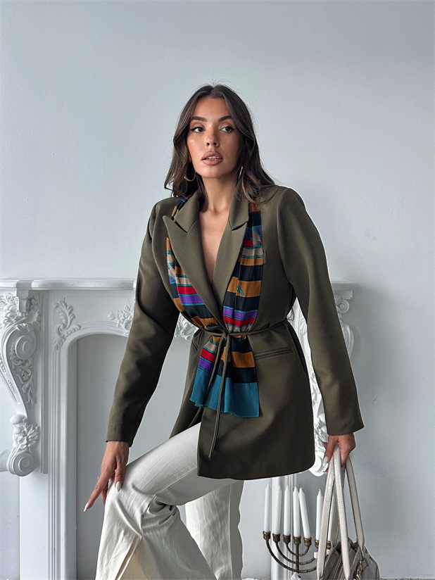 Bağlama Detay Ceket - Haki