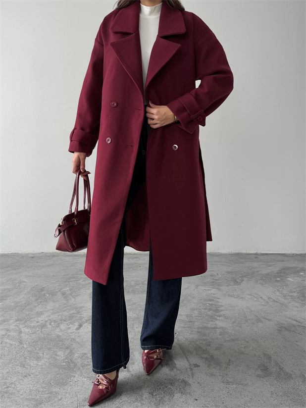 Premıum Kuşaklı Kaban  - Bordo