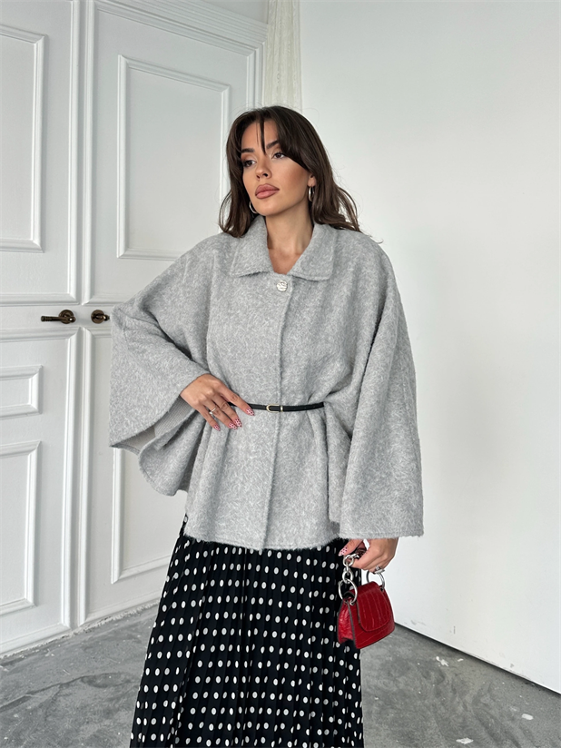 Kırçıllı Kaşe Panço  - Gri