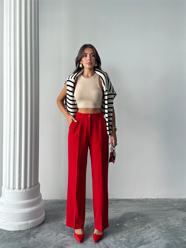 My Palazzo Kumaş Pantolon - Kırmızı