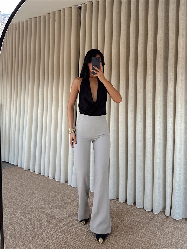 Yarım İspanyol Paça Pantolon - Koyu Gri