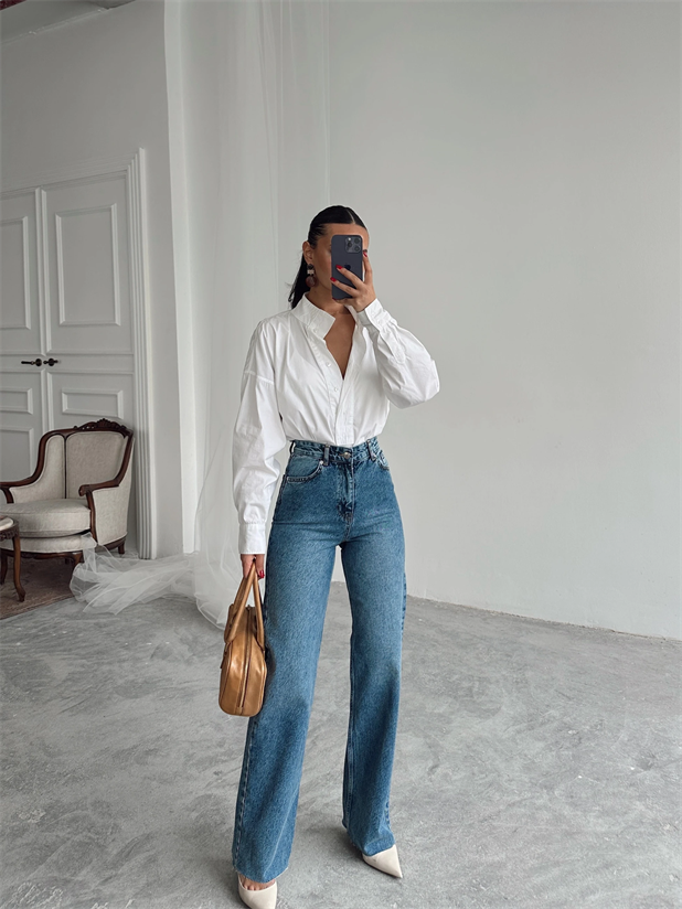 Massimo Paça Kesik Palazzo Jean - Mavi