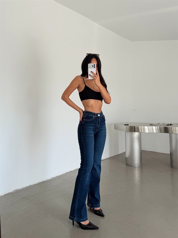 Likralı Flare Jean - Lacivert