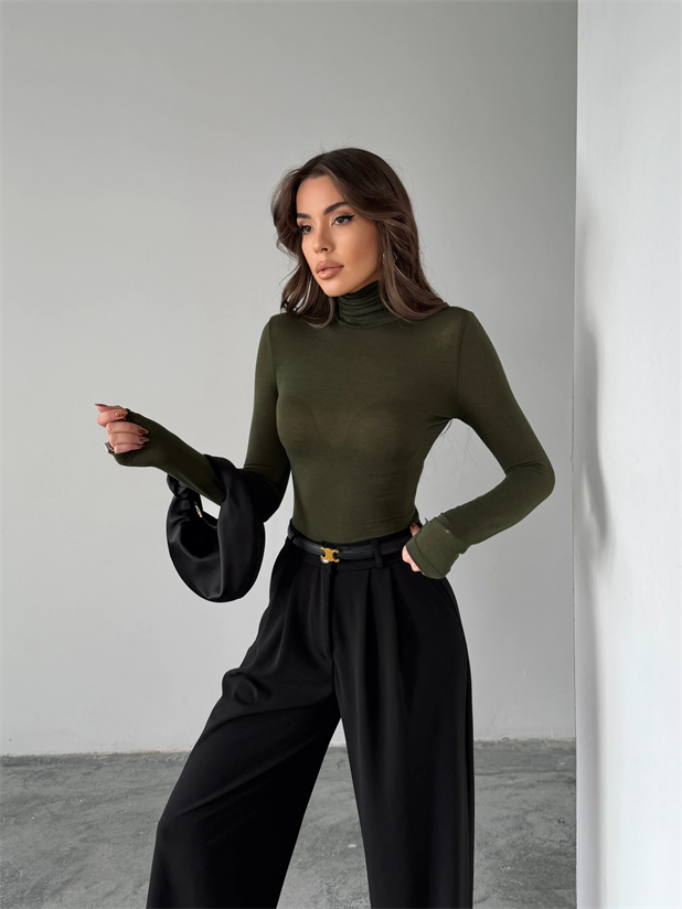 Balıkçı Transparan Bluz - Haki