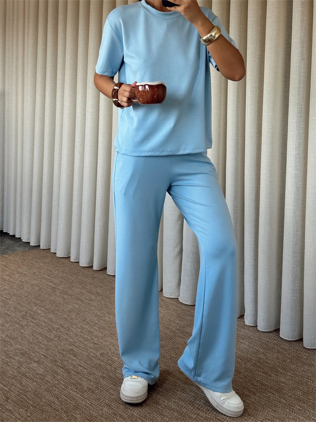 Modal Pantolon T-shirt Takım - Mavi