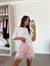 Saten Dantelli Mini Şort - Pembe