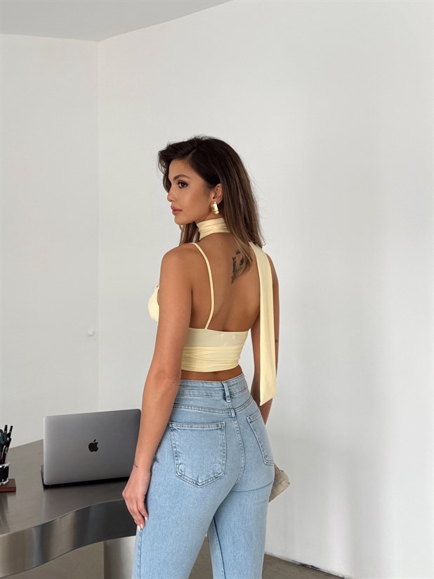 Fularlı Sandy Bluz - Sarı