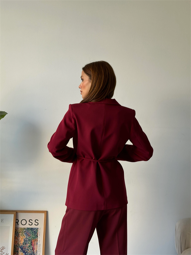 Bağlamalı Blazer Ceket Bordo - Bordo