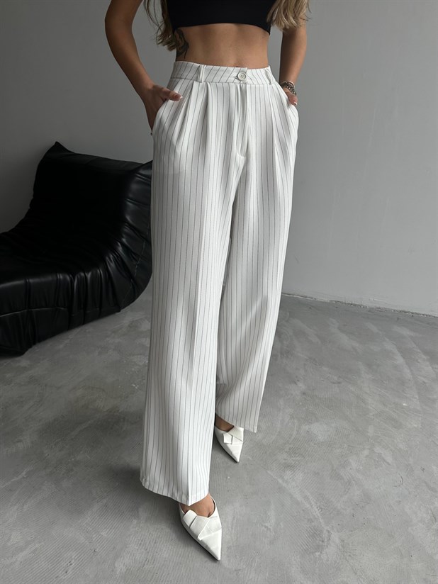 Elicia Line Pileli Palazzo - Beyaz