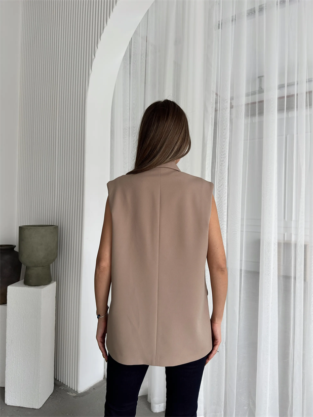 Valeria Blazer Yelek Vizon - Vizon