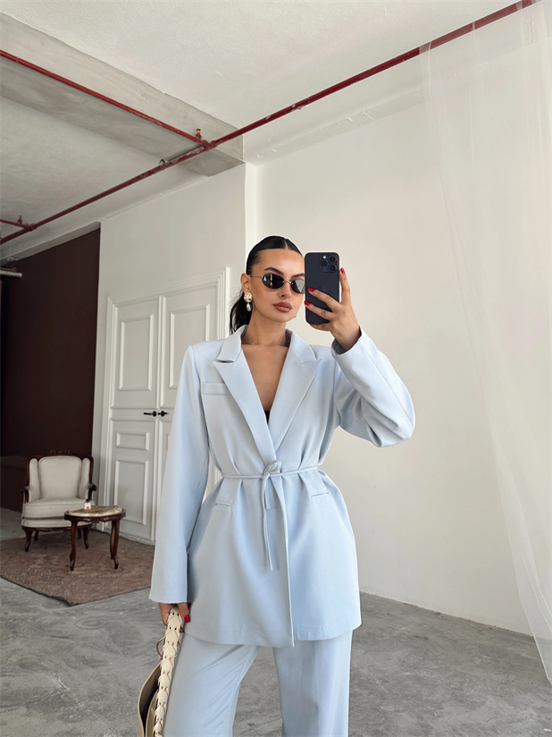 Bağlama Detay Ceket - Bebe Mavi