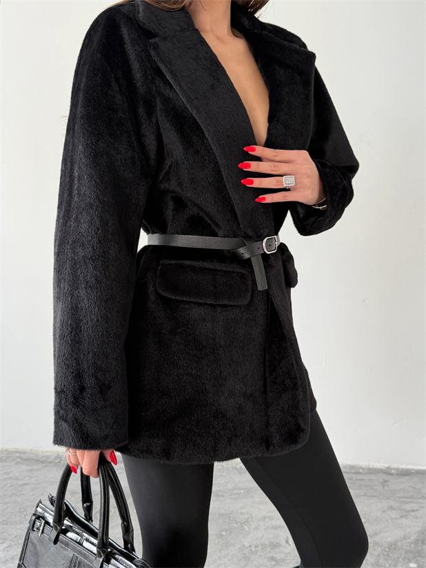 Vatkalı Fox Blazer Ceket - Siyah