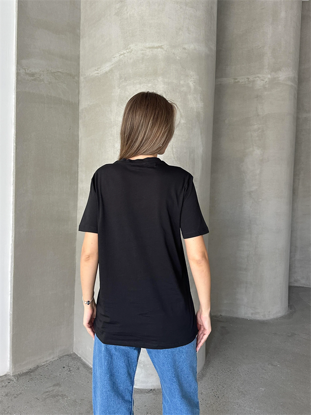 Bitch Baskı Basic T-Shirt Siyah - Siyah