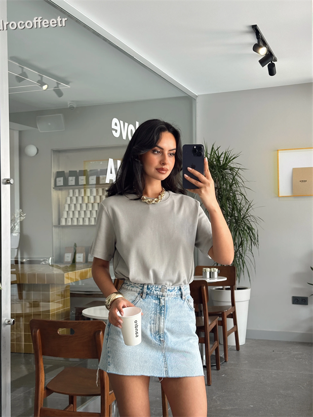 Düz Oversize Basic - Gri