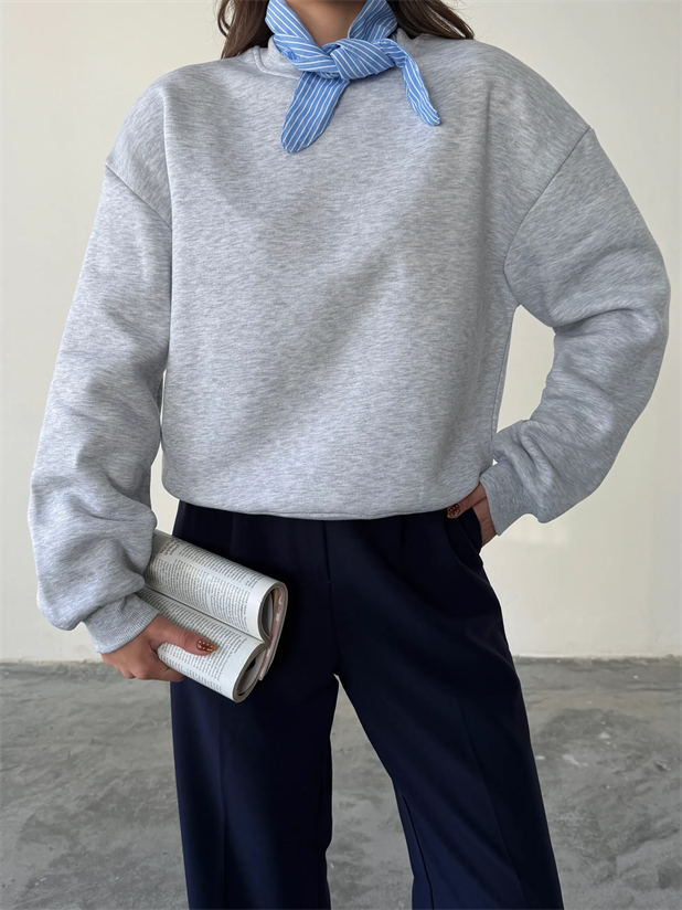 Fular Detaylı Sweatshirt - Gri