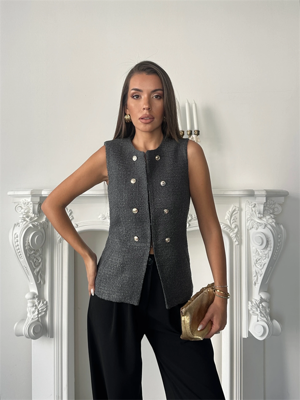 Chanel Fabric Yelek Füme - Füme