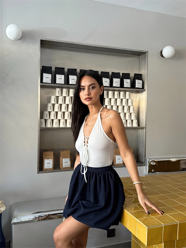 Maya Önden Bağcıklı Bodysuit Beyaz - Beyaz