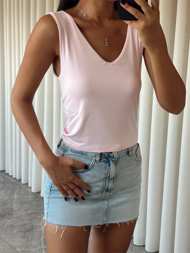 V Yaka Tulumlu Atlet - Pembe