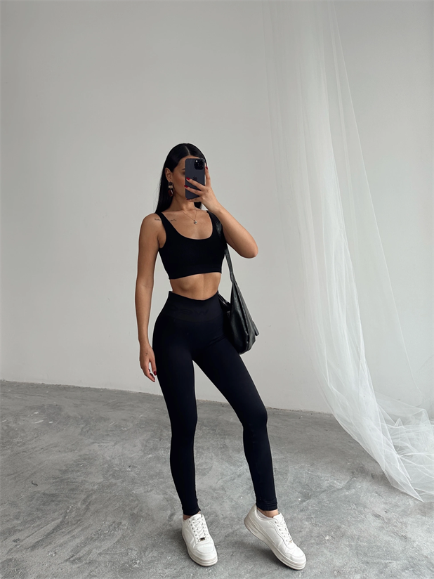 Esnek Tayt Siyah - Siyah