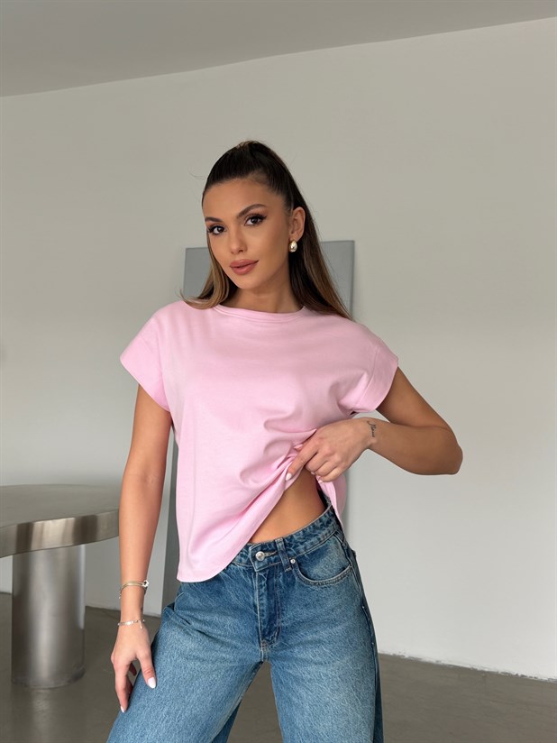 Düz Kolsuz Basic - Pembe