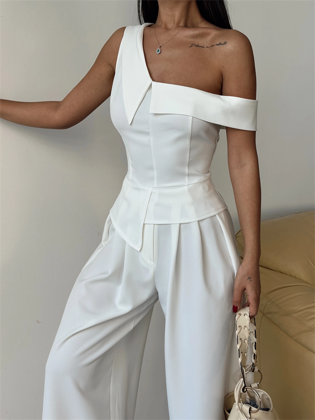 Tek Omuz Büstiyer - Beyaz