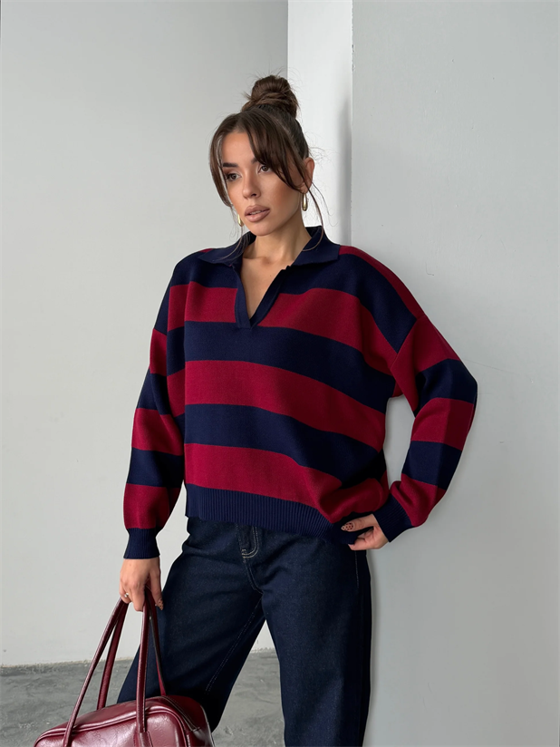 Polo Yaka Kazak  - Bordo-Laci