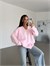 Oversize V Yaka Kazak - Pembe
