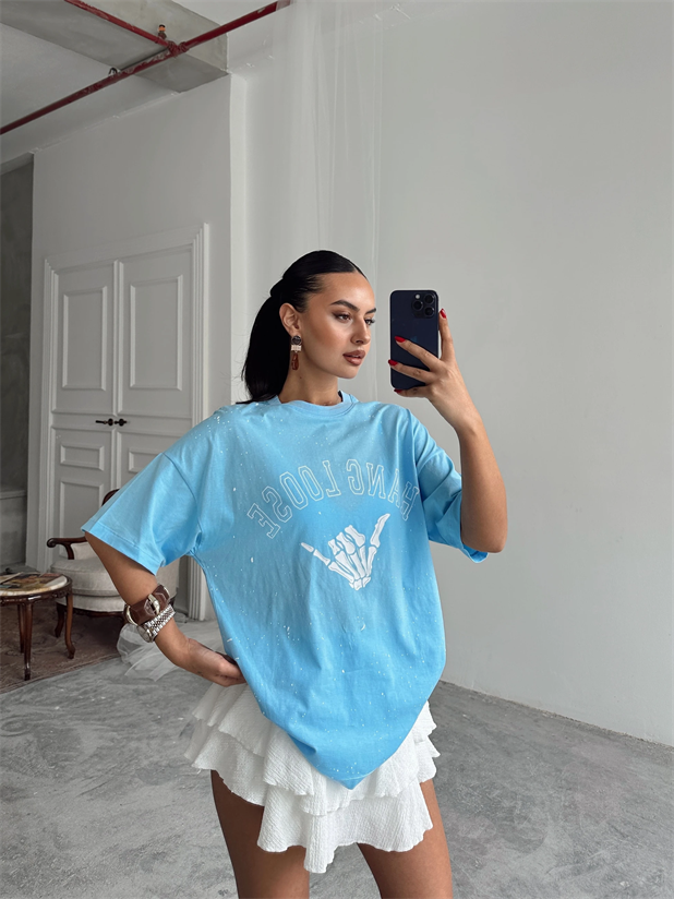 Hang Loose Baskılı Tshirt Bebe Mavi - Mavi