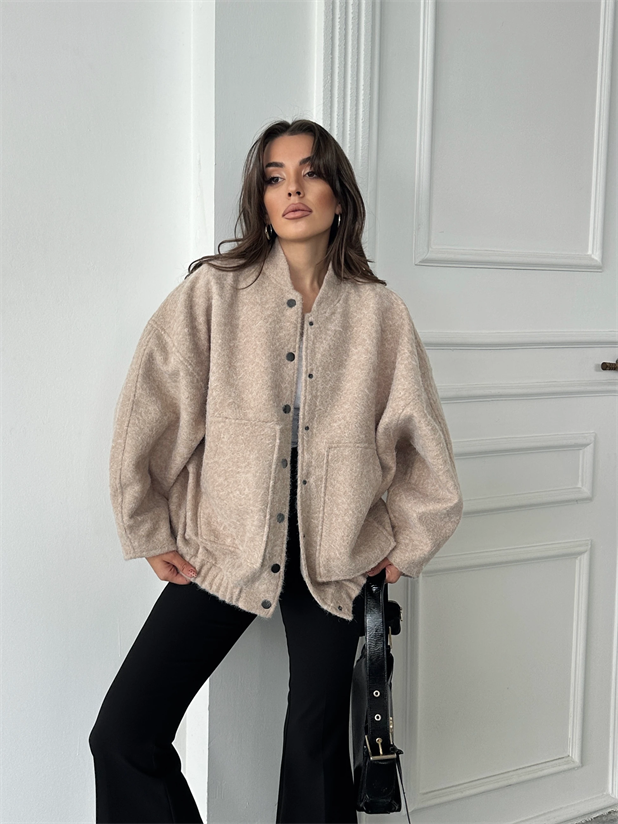 Kırçıllı Kaşe Mont - Kum Beji