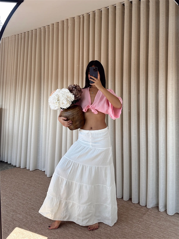 Müslin Maxi Etek  - Beyaz