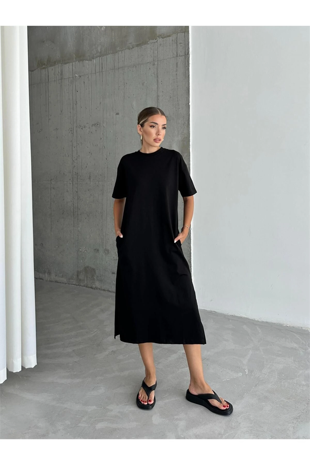 Vera Oversize Elbise Siyah - Siyah