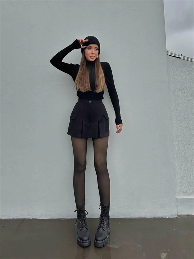 İçi Peluş Lora Termal Çorap Siyah - Siyah