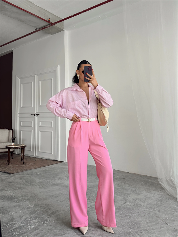 My Palazzo Kumaş Pantolon - Pudra Pembe