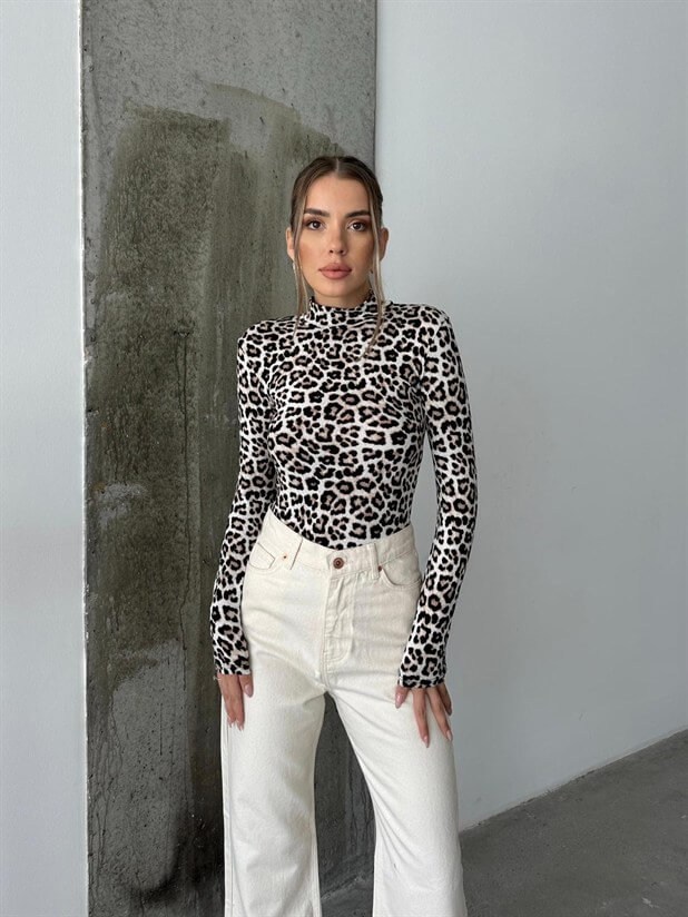 Desenli Balıkçı Bluz - Leopar