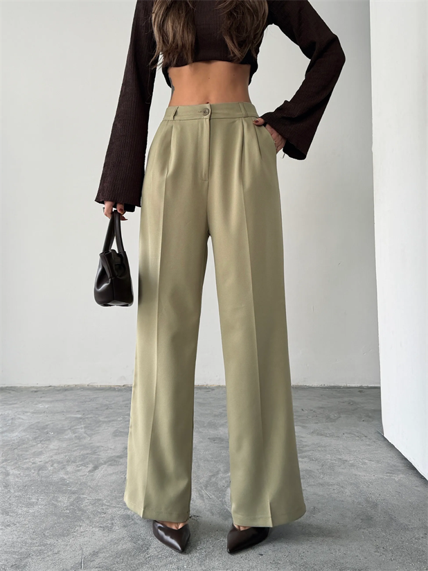 My Palazzo Kumaş Pantolon - Çağla Yeşili