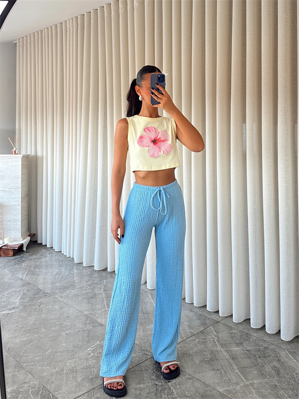 Bürümcük Kumaş Pantolon - Mavi