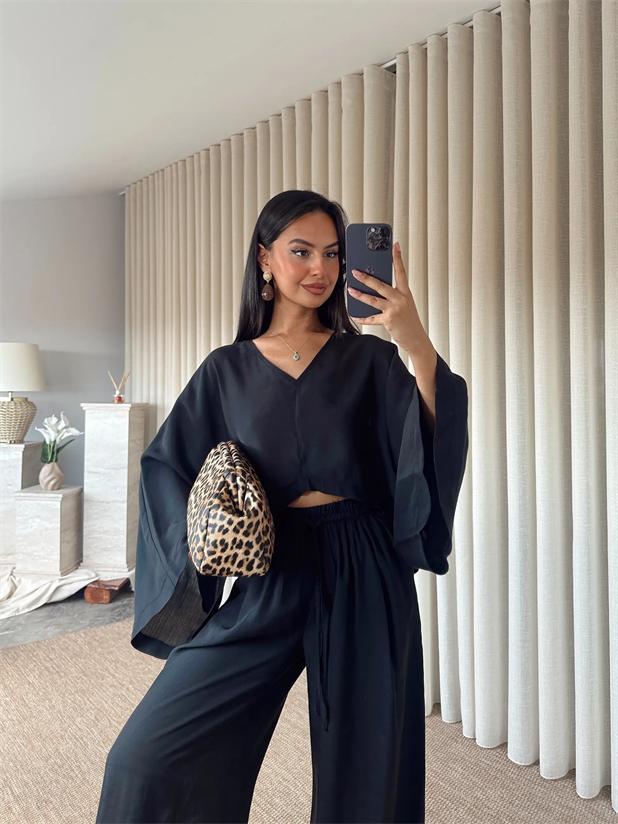 Salaş Keten Takım  - Siyah