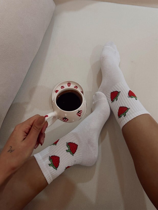 Meyve Baskılı Çorap - Çilek Desenli