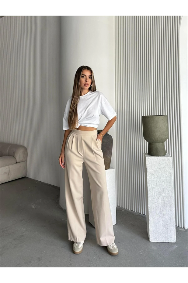 Brendon Palazzo Pantolon Taş - Taş