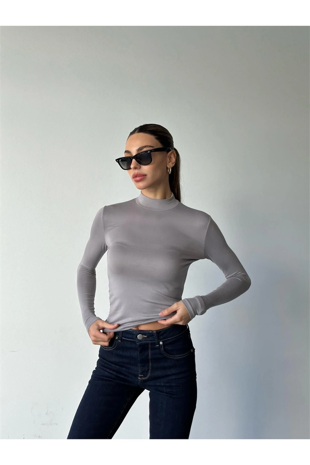 Dik Yaka Balıkçı Bluz Füme - Füme