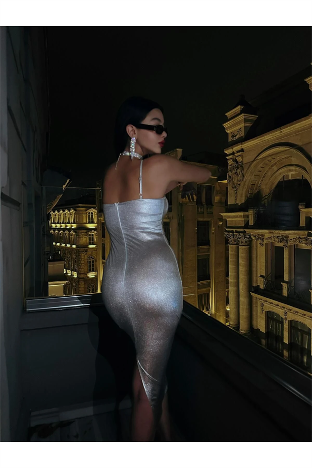 Silver Jane Elbise Gri - Gri