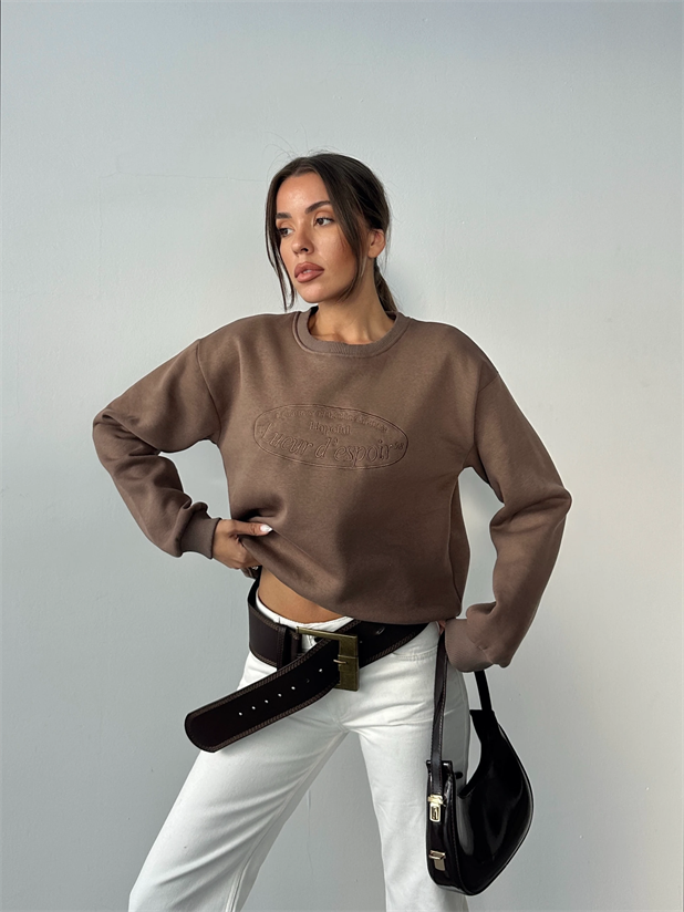 Hopeful Nakış Sweat - Kahve