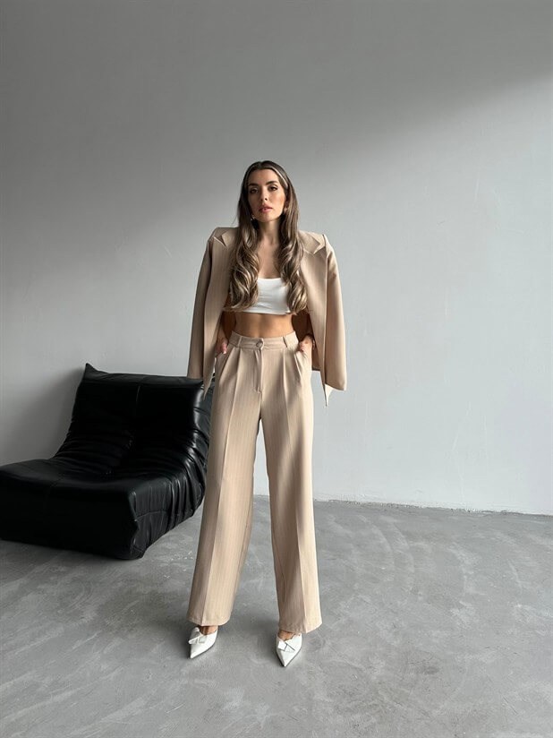 Elicia Line Pileli Palazzo Bej - Bej