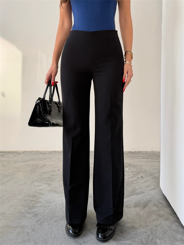 Gizli Fermuarlı Pantolon - Siyah