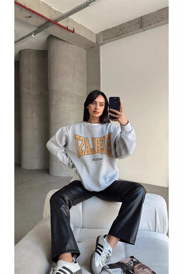 Everlast Baskı Sweat Gri Melanj - Gri