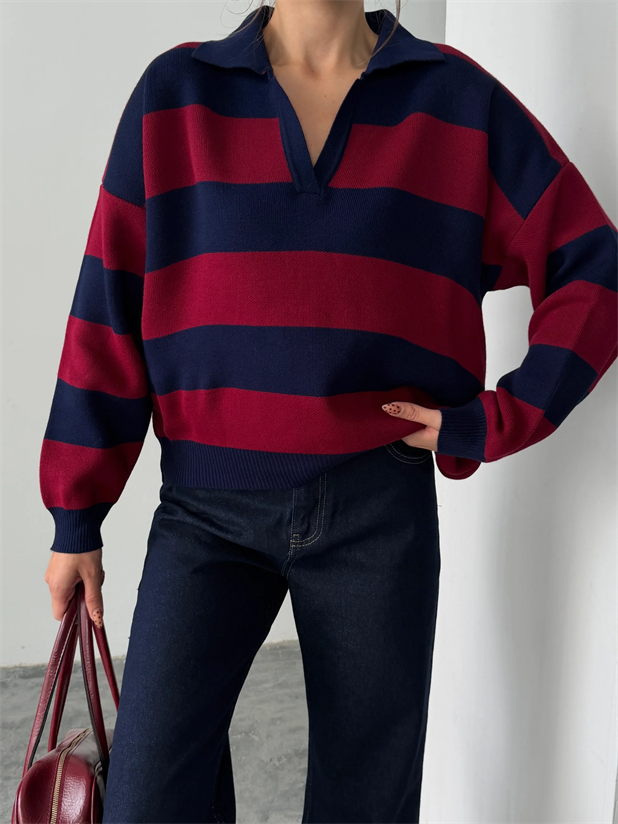 Polo Yaka Kazak  - Bordo-Laci