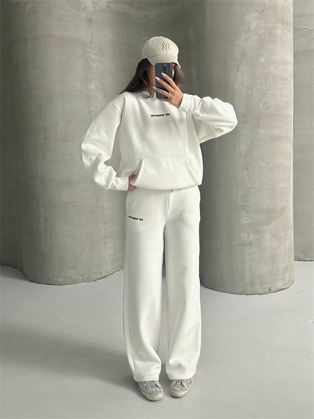 Mr. Winston Kapüşonlu Sweat Takım Beyaz - Beyaz
