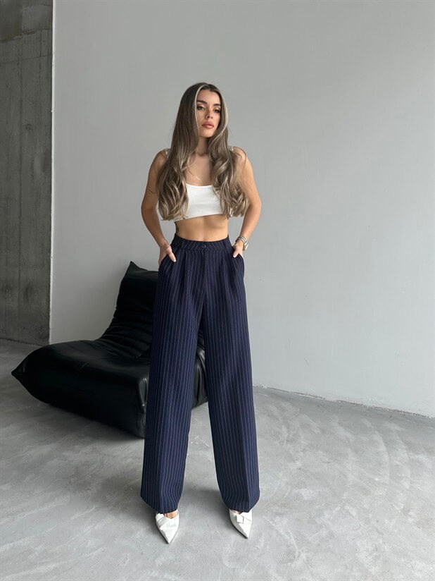 Elicia Line Pileli Palazzo Lacivert - Lacivert