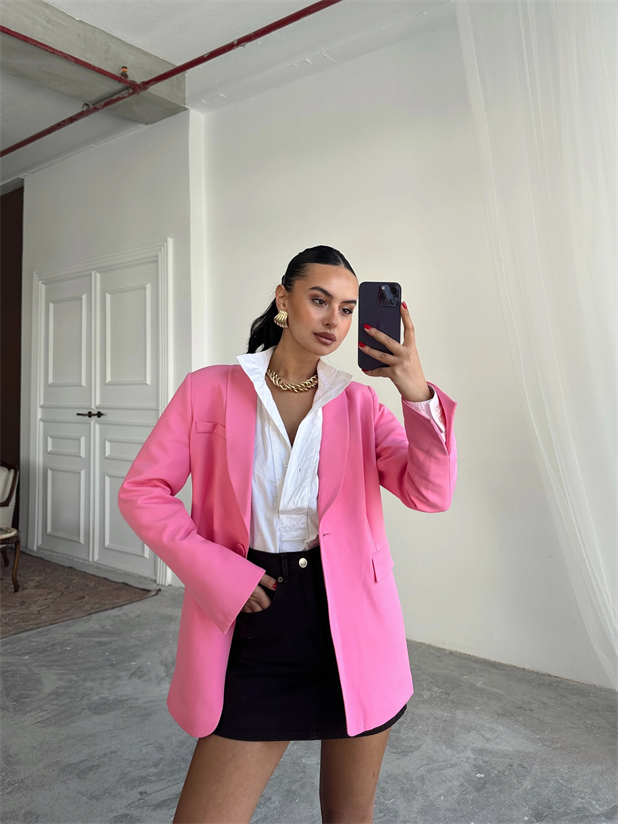 Kol Yırtmaç Blazer Ceket Pembe - Pembe